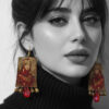handmade red earrings closeup