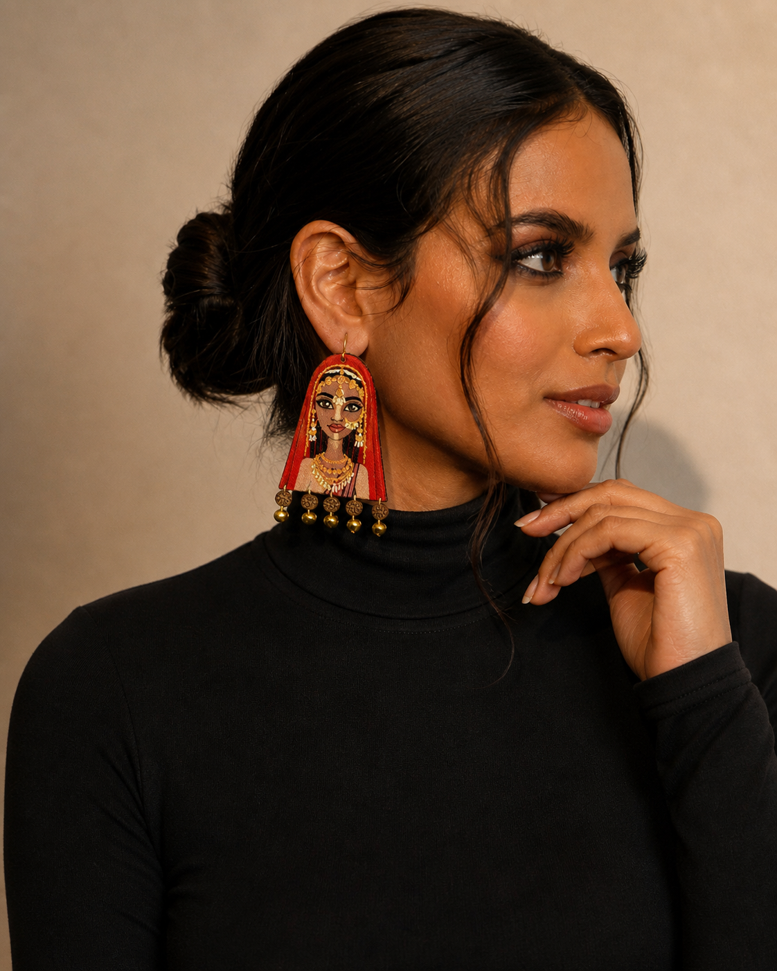Red handmade doll earrings, unique fashion statement jewelry for girls