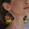 handmade black earrings closeup