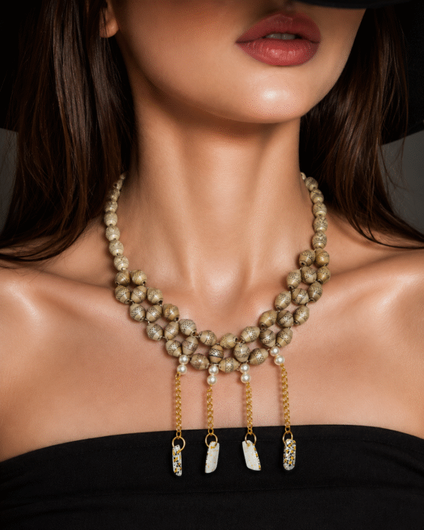handmade beaded necklace set for women closeup