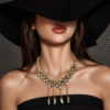 Handmade beaded necklace set for women with pearl and gold detailing, elegant fashion jewelry online