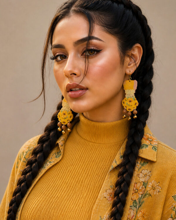yellow sunflower handmade earrings