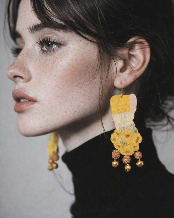 handmade yellow sunflower earrings for girls