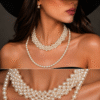 luxury pearl necklace set for fashion girls closeup