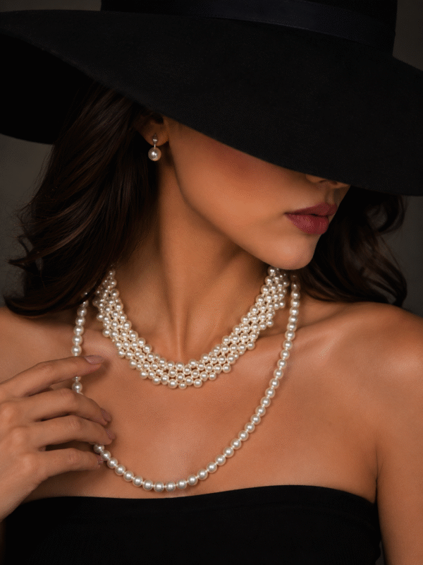luxury pearl necklace set for women frontview