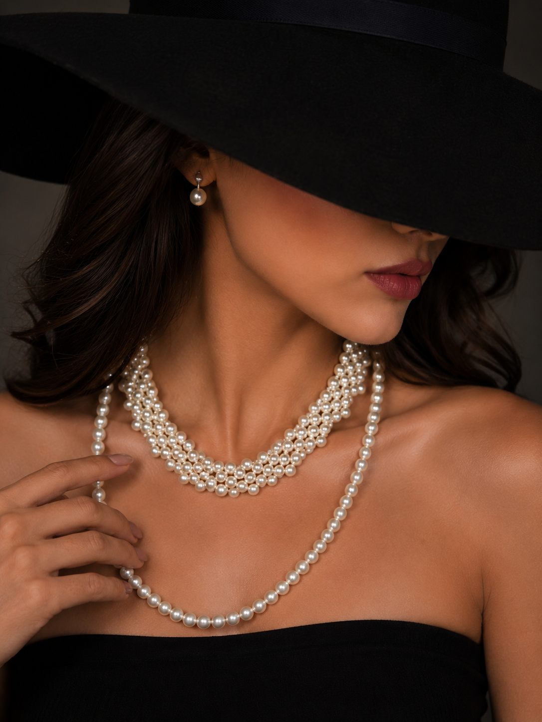 luxury pearl necklace set for women frontview