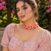 Pink handmade choker necklace set for women with bead detailing and trendy fashion jewelry style main