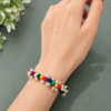 Handmade colorful pearl beaded bracelet with multicolor fabric beads and pearl accents for women by GALORIA.